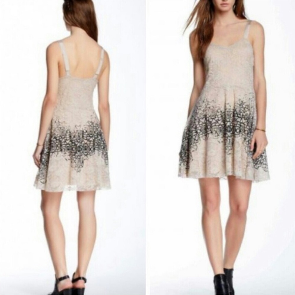 Free People Flocked Velvet Lace dress